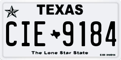 TX license plate CIE9184