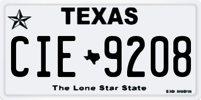TX license plate CIE9208