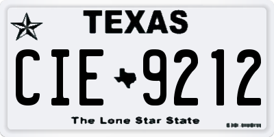 TX license plate CIE9212