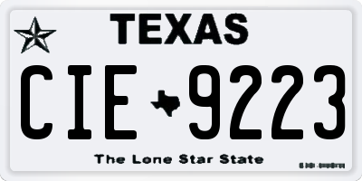 TX license plate CIE9223
