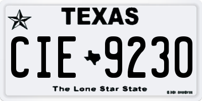 TX license plate CIE9230