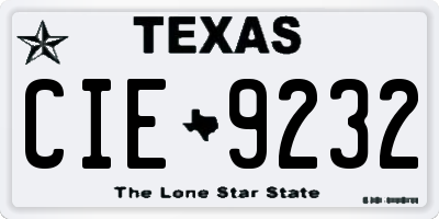 TX license plate CIE9232