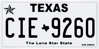 TX license plate CIE9260