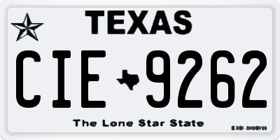 TX license plate CIE9262