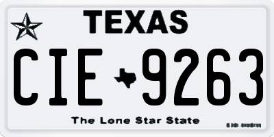 TX license plate CIE9263