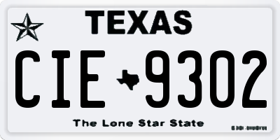 TX license plate CIE9302