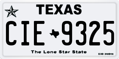 TX license plate CIE9325