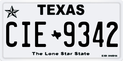 TX license plate CIE9342