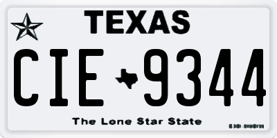 TX license plate CIE9344