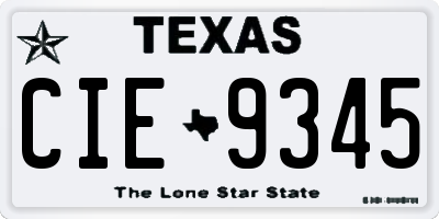 TX license plate CIE9345