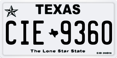 TX license plate CIE9360