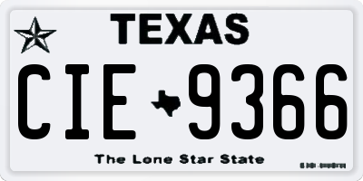 TX license plate CIE9366