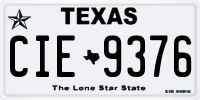 TX license plate CIE9376