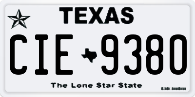 TX license plate CIE9380