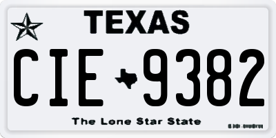 TX license plate CIE9382