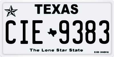 TX license plate CIE9383