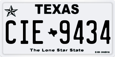 TX license plate CIE9434