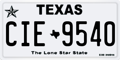 TX license plate CIE9540