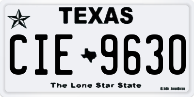 TX license plate CIE9630