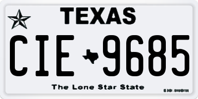 TX license plate CIE9685