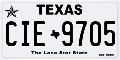 TX license plate CIE9705