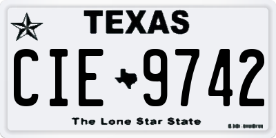 TX license plate CIE9742