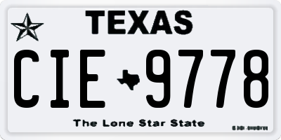 TX license plate CIE9778