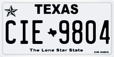 TX license plate CIE9804