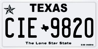 TX license plate CIE9820