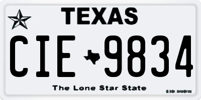 TX license plate CIE9834
