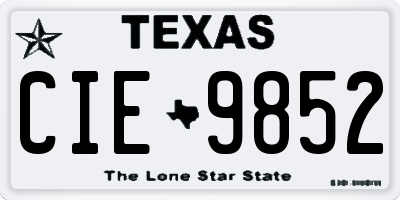 TX license plate CIE9852