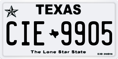 TX license plate CIE9905