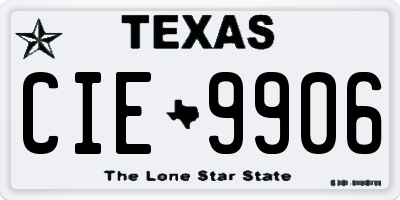 TX license plate CIE9906