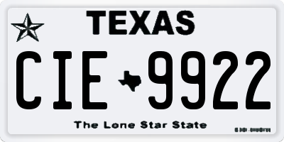 TX license plate CIE9922