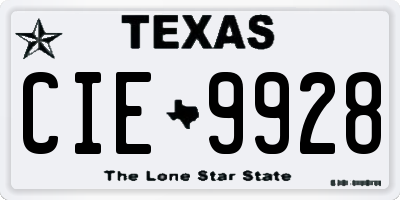 TX license plate CIE9928