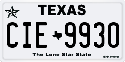 TX license plate CIE9930