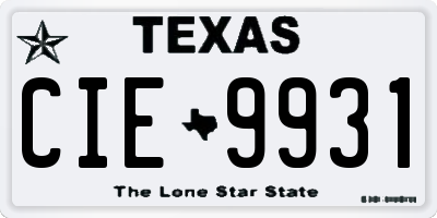 TX license plate CIE9931