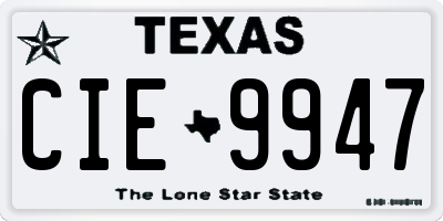 TX license plate CIE9947