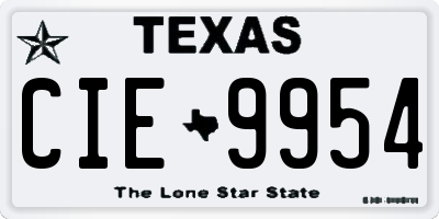 TX license plate CIE9954