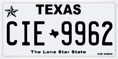 TX license plate CIE9962