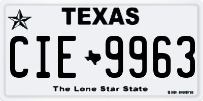 TX license plate CIE9963