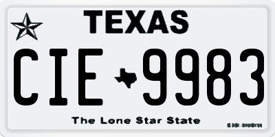 TX license plate CIE9983