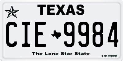 TX license plate CIE9984