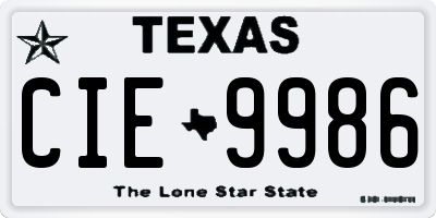 TX license plate CIE9986