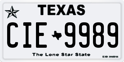 TX license plate CIE9989