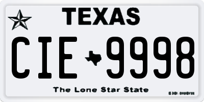 TX license plate CIE9998