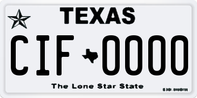 TX license plate CIF0000
