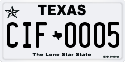 TX license plate CIF0005