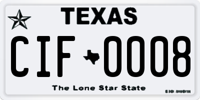 TX license plate CIF0008