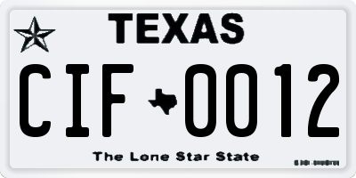 TX license plate CIF0012